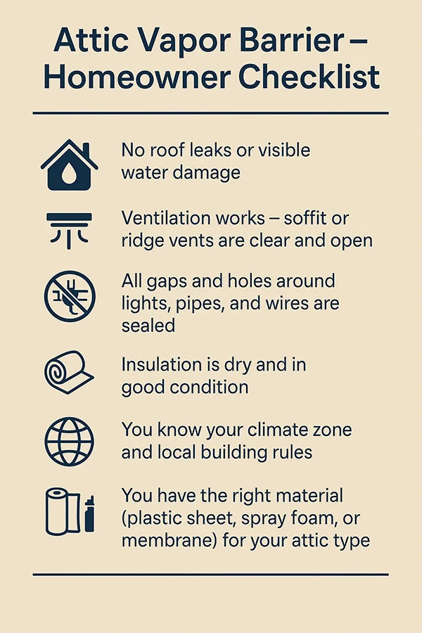 Attic Vapor Barrier – Homeowner Checklist from Pure Eco Inc