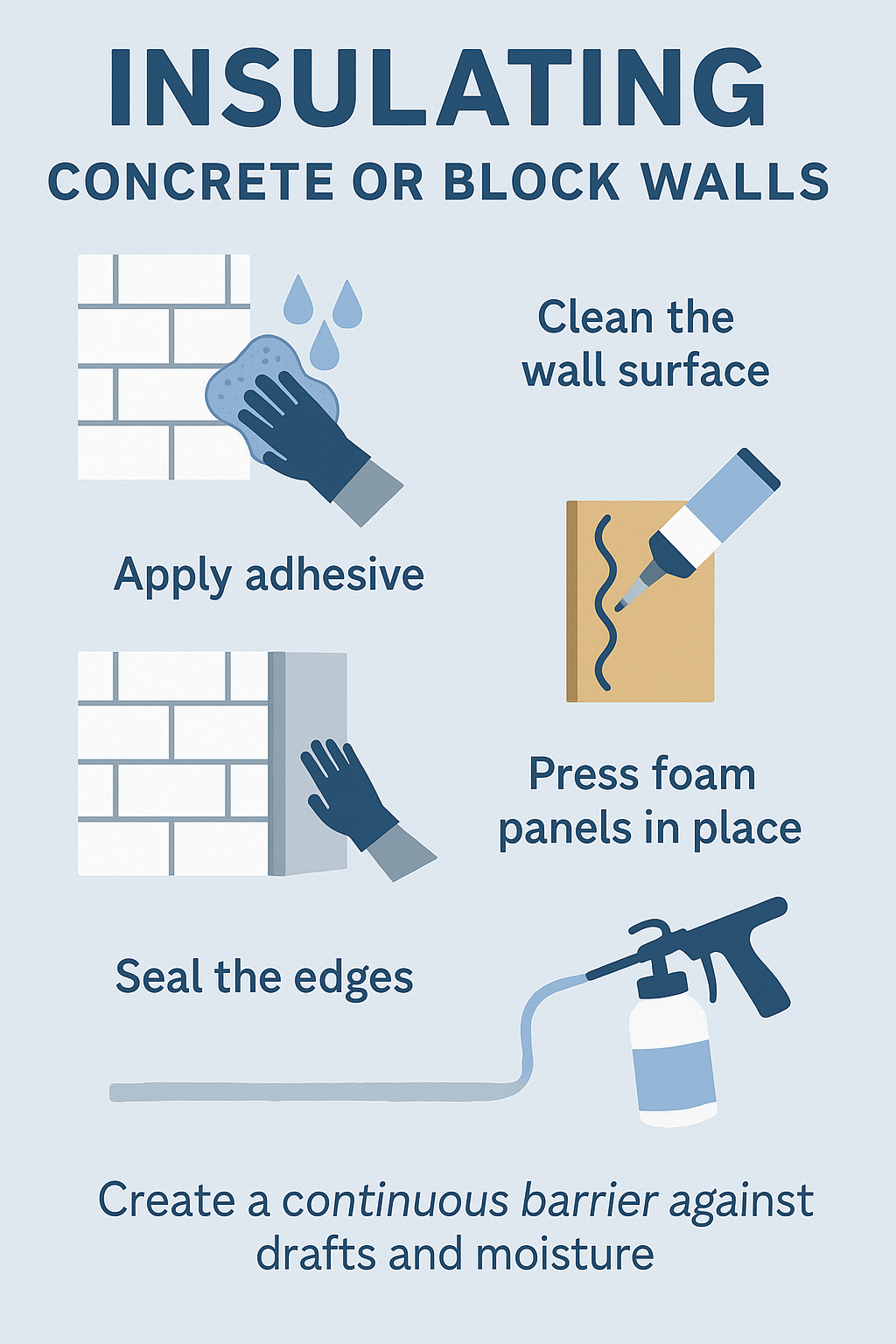 Crawl space concrete wall insulation steps - Pure Eco Inc