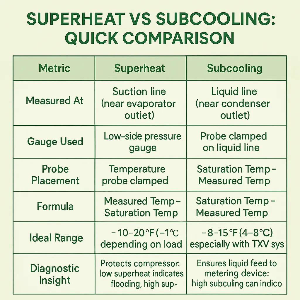 Superheat vs Subcooling - Quick Comparison